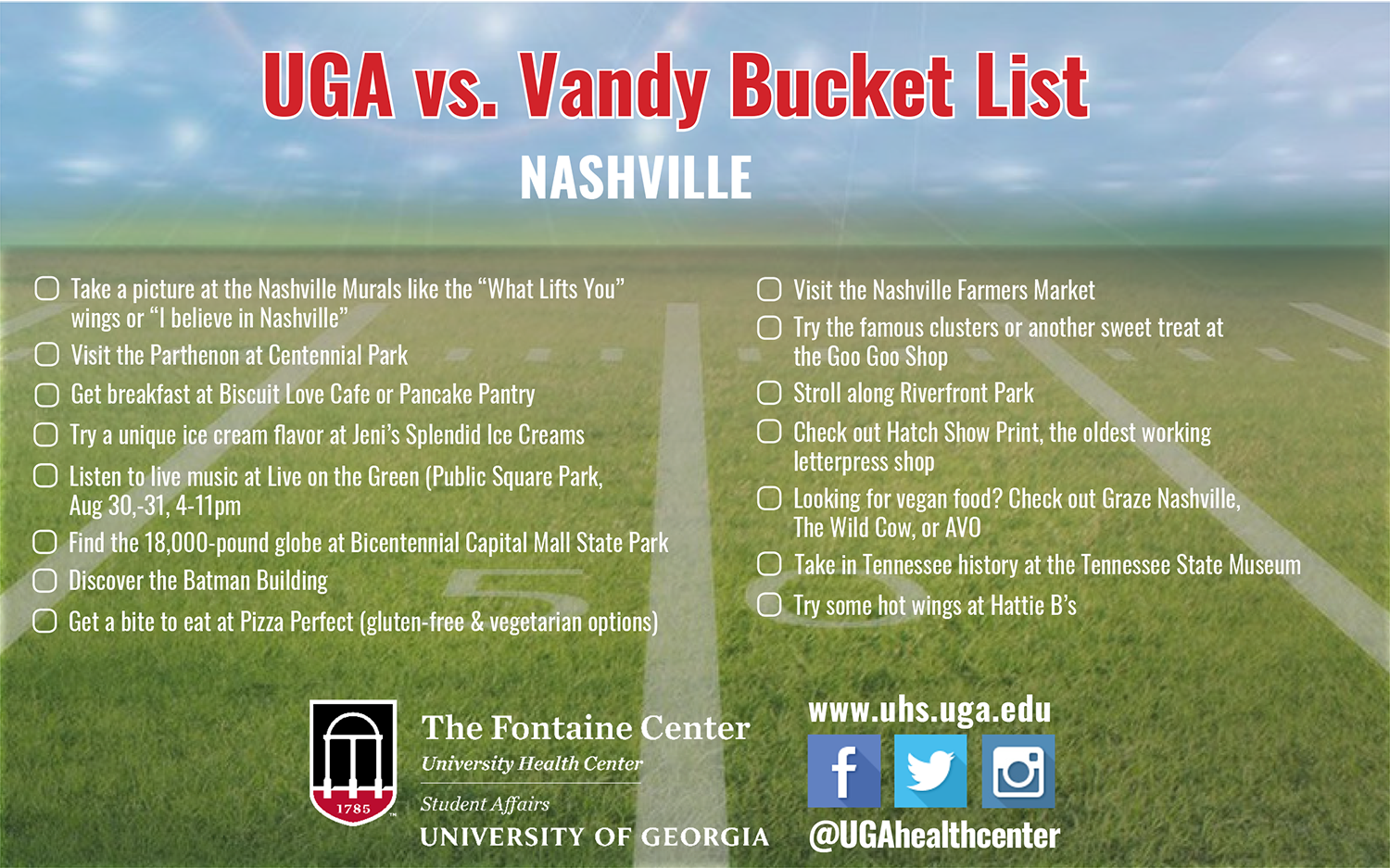 UGA vs. Vandy Bucket List University Health Center