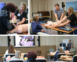 students and instructors in CPR class